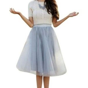 Gorgeous tulle silver gray skirt with satin waist